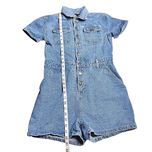 Lioness | Women | U Know What’s Up Y2K Short Denim Button Up Romper | Medium - Picture 7 of 16